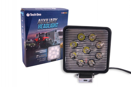  farol auxiliar de led 12/24v 6000k 9 leds quadrado - 1842 
