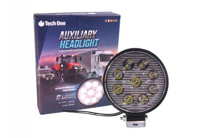  farol auxiliar de led 12/24v 6000k 9 leds redondo - 1841 
