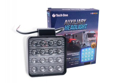  farol auxiliar de led 12/24v 12000k 16 leds azul quadrado - 1839 