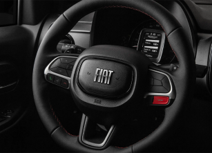 Detalhe da direção da Fiat Strada