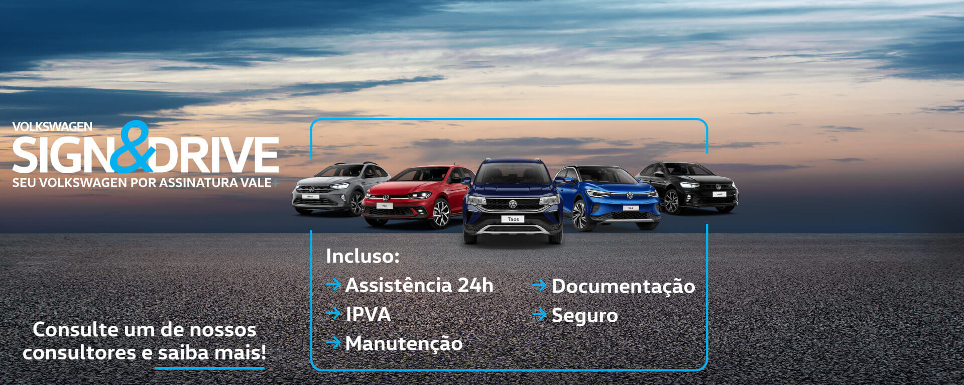 banner sign & drive - volkswagen por assinatura
