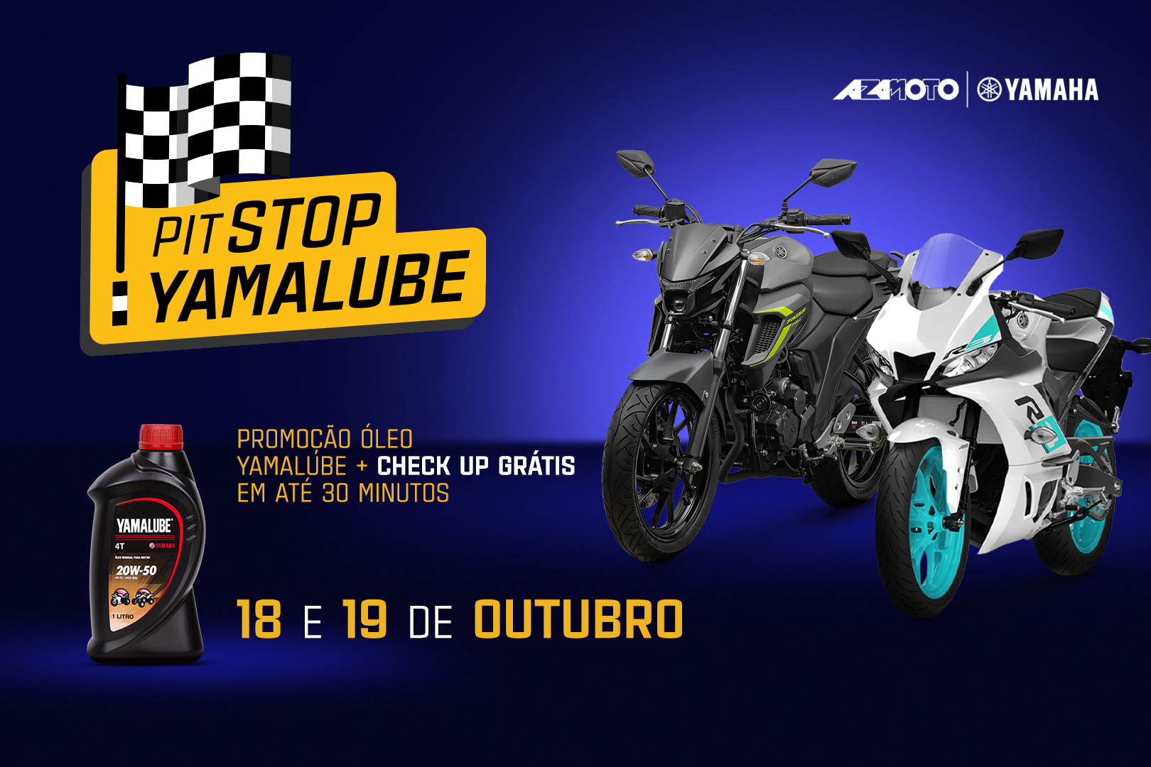 Pit Stop Yamalube: dias 18 e 19.10 aqui na Azamoto