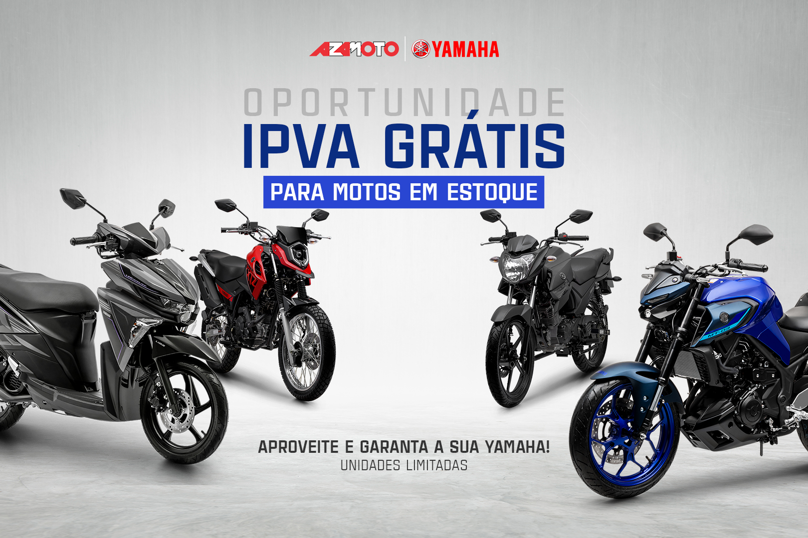 Promoção Azamoto: motos em estoque com IPVA GRÁTIS