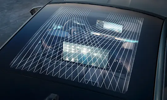 Teto solar de vidro panorâmico Sky Lounge.