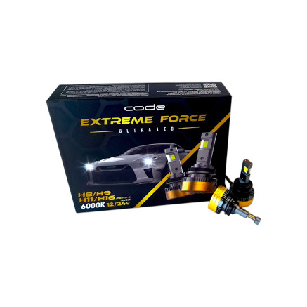  ultra led extreme force h8/h9/h11/h16 pgj19-3 6000k code - 6444 