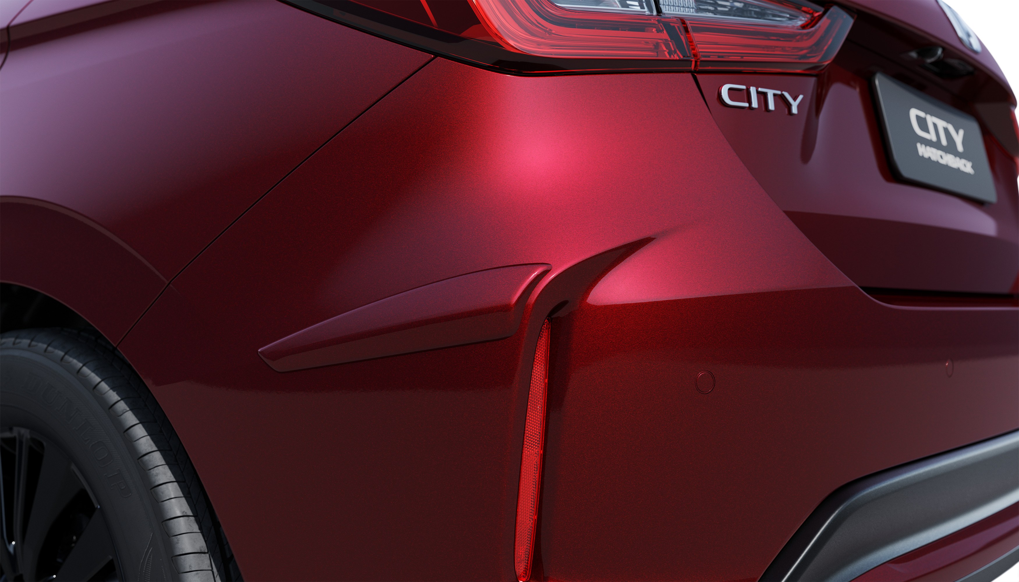 PROTETOR LATERAL DE PARA-CHOQUE TRASEIRO (CITY HATCH) - Vermelho supernova