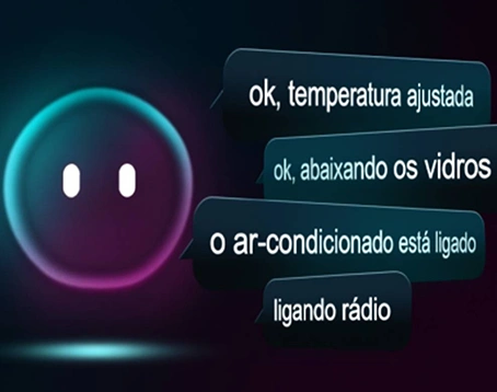Comando de voz inteligente para inúmeras funções do veículo, como controle de ar condicionado, teto solar, gerenciamento de aplicativos, e muito mais
