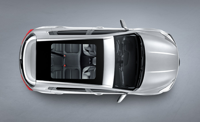 Teto solar panorâmico fixo com cortina elétrica