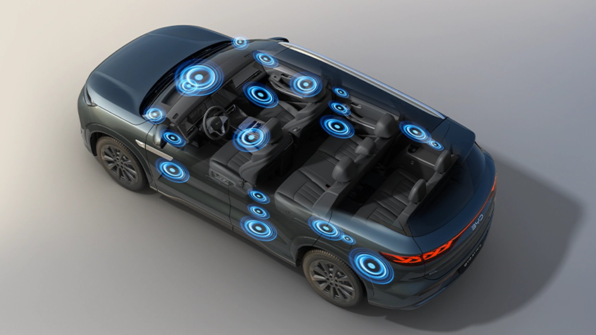 Experiência acústica de sala de concertos com 21 alto-falantes de alta fidelidade