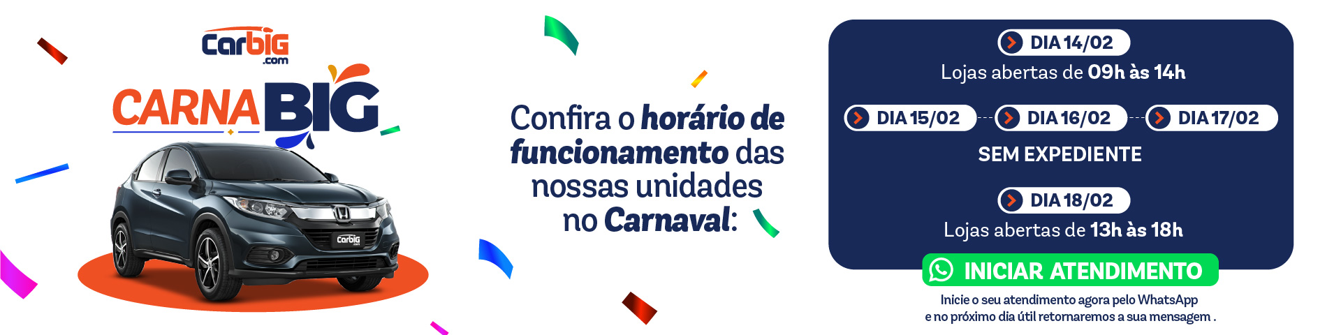Seminovos Carbig.com | Funcionamento Carnaval (VB)