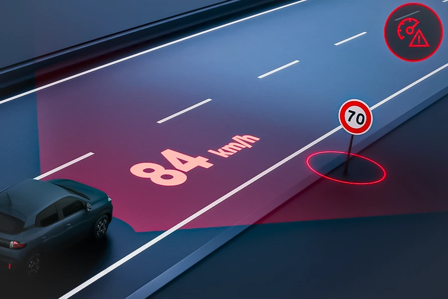 reconhecimento de placas de trânsito com alertas de excesso de velocidade