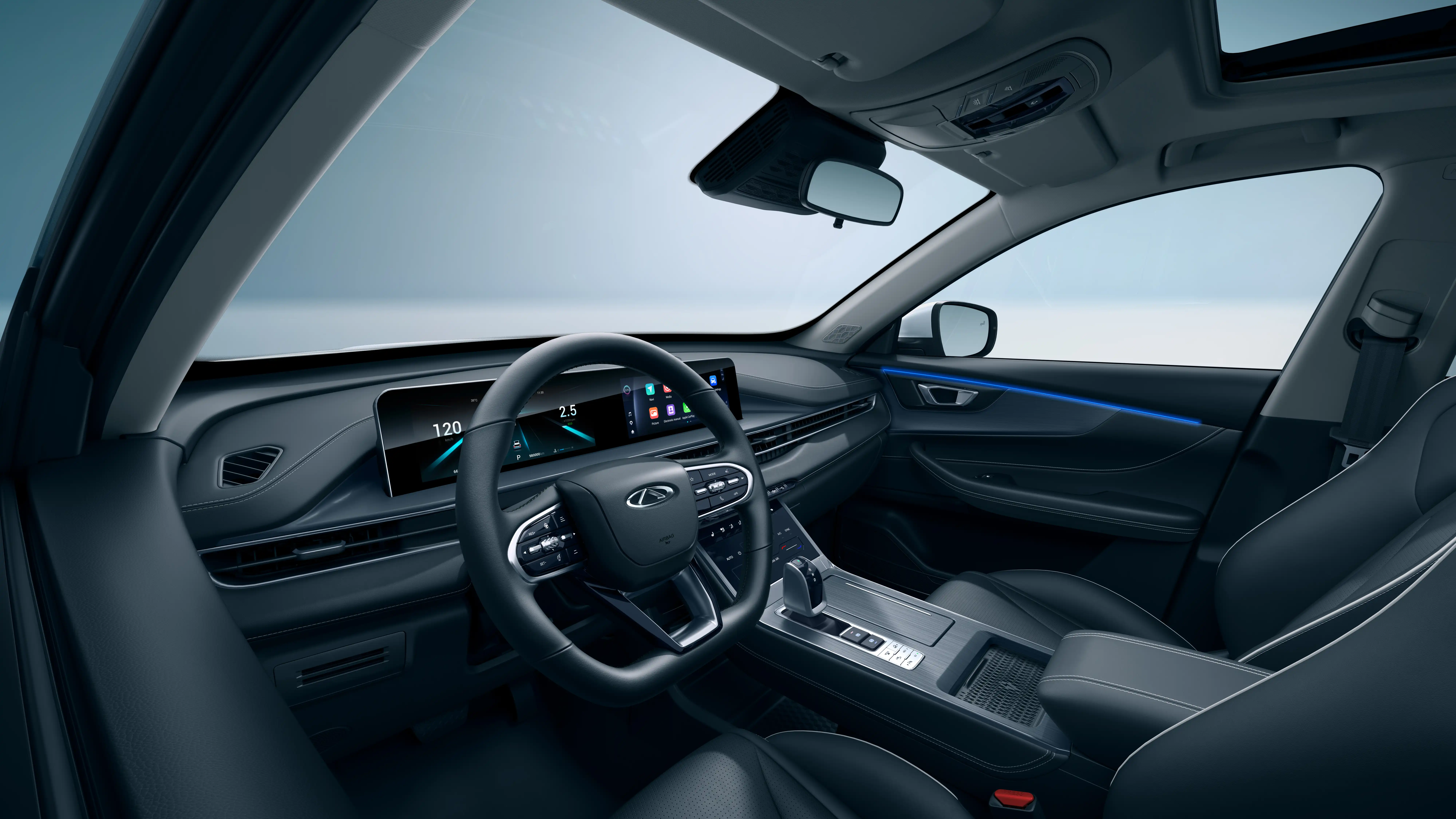 Interior renovado, com acabamento premium e bancos em couro Sport Series