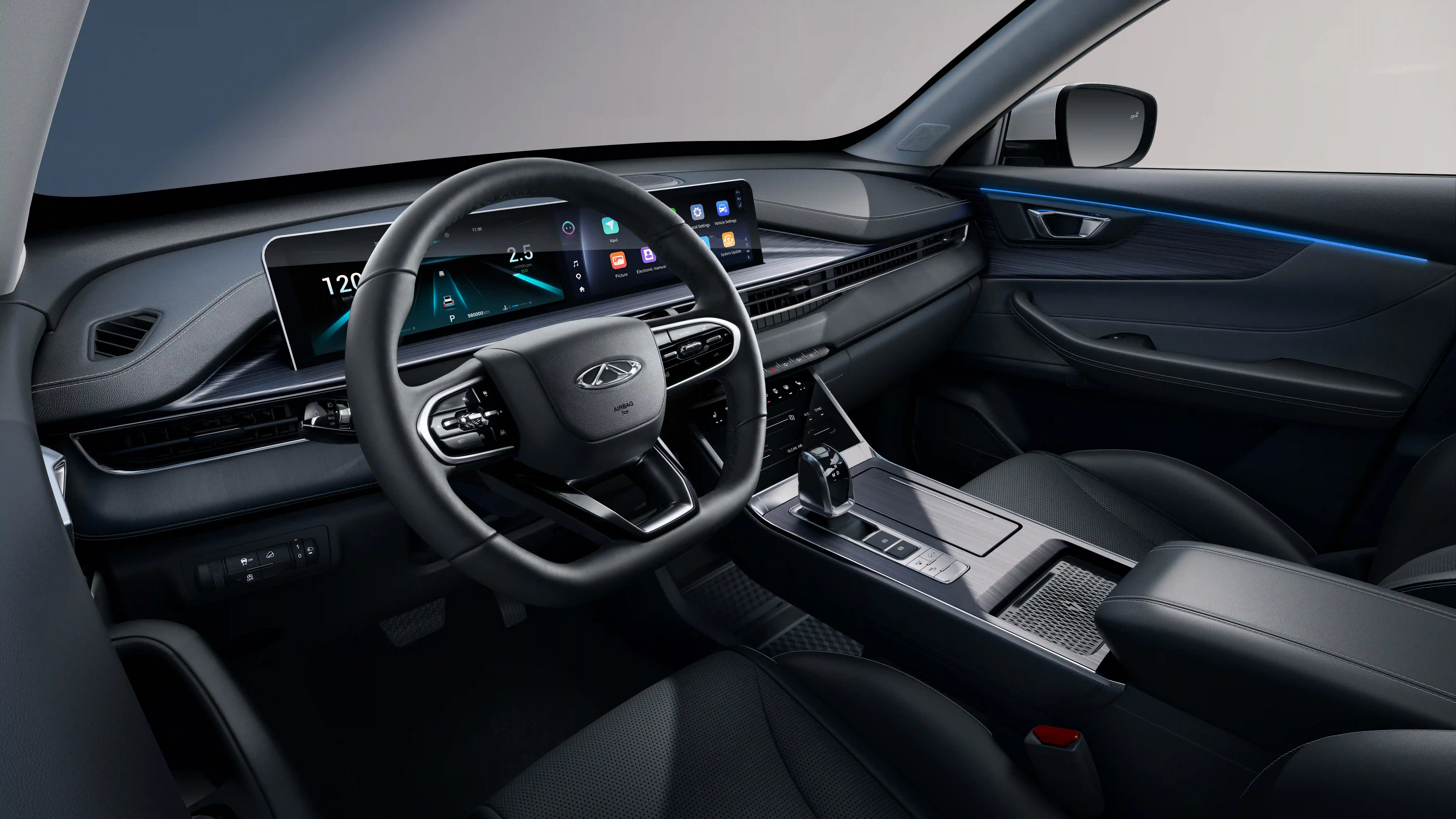 Volante multifuncional com base reta