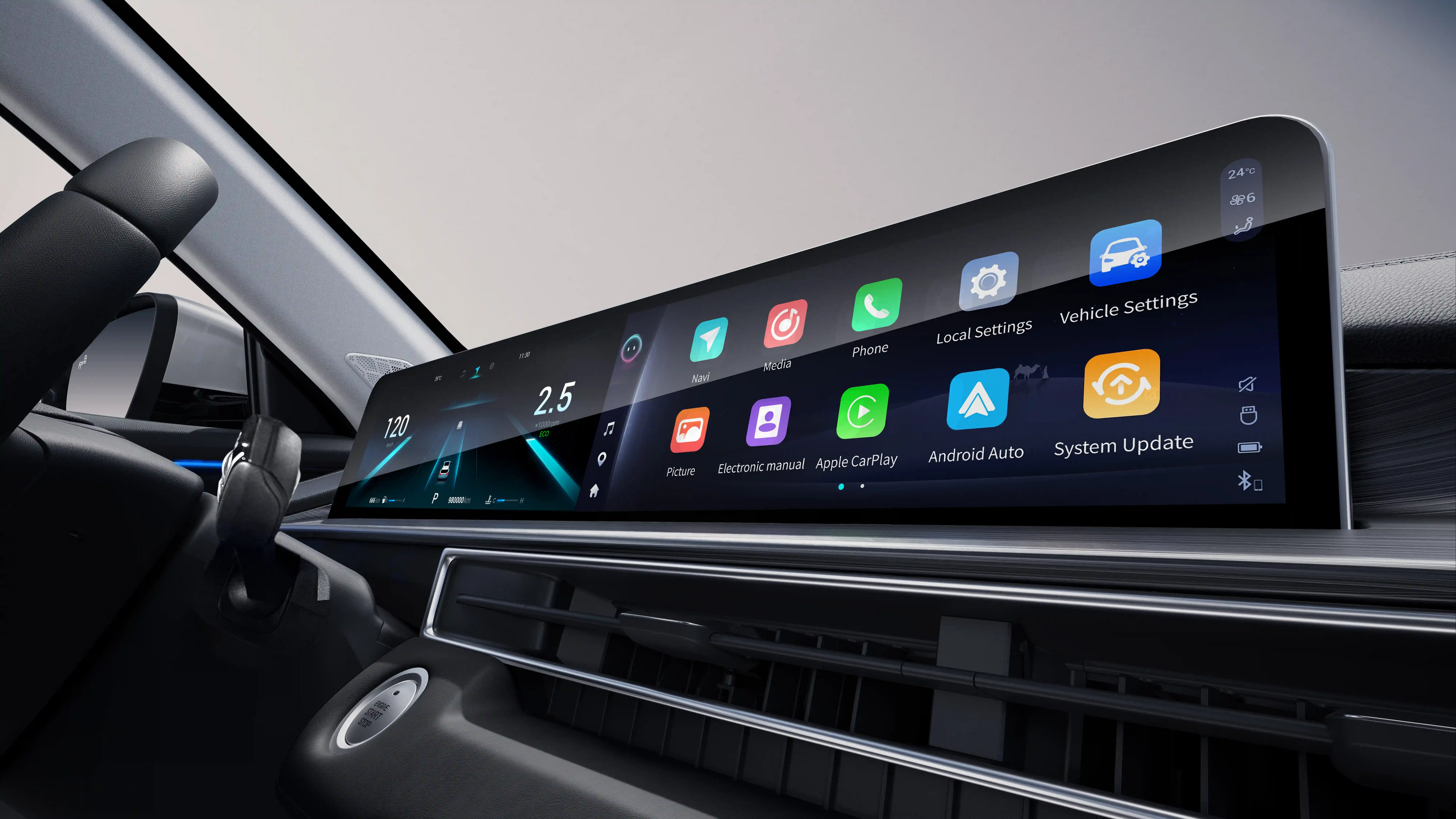 O maior painel integrado full HD da categoria: Ultrawide Screen 20,50”