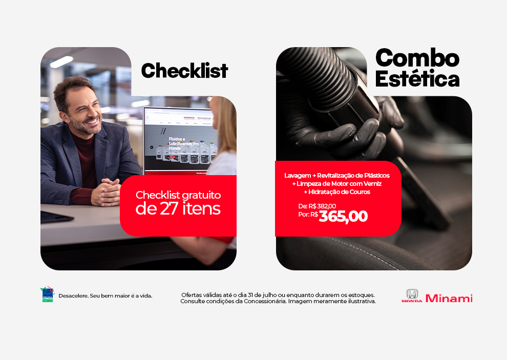 Checklist e combo de estética