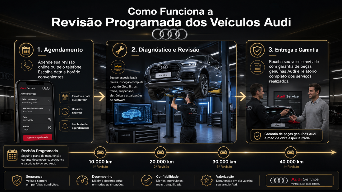 Como funciona a revisão programada dos veículos Audi
