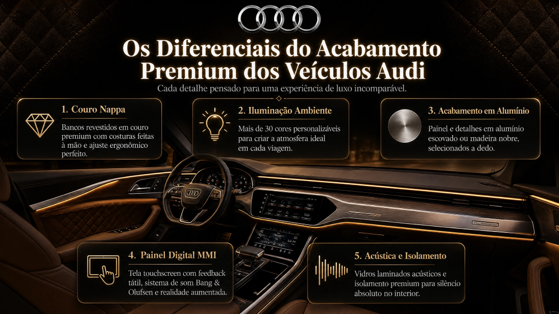 Os diferenciais do acabamento premium dos veículos Audi