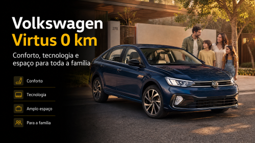 Volkswagen Virtus 0 km: conforto, tecnologia e espaço para toda a família