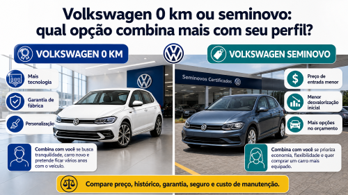 Volkswagen 0 km ou seminovo: qual opção combina mais com seu perfil?