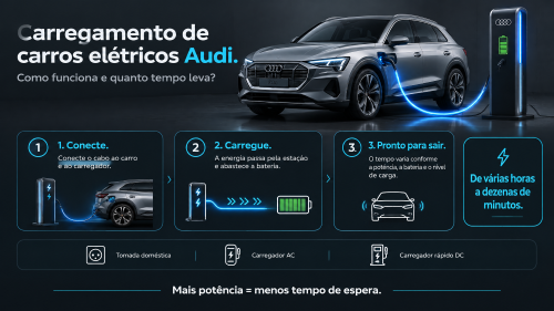 Carregamento de carros elétricos Audi: como funciona e quanto tempo leva?