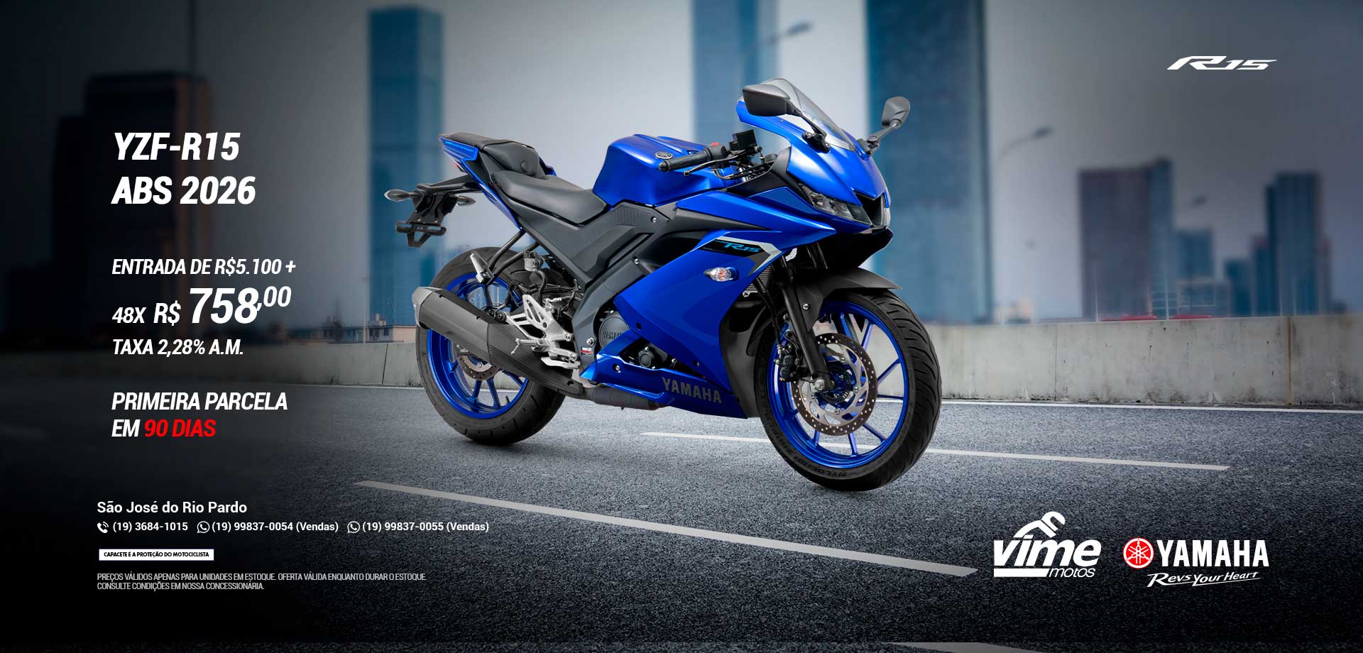 banner yzf r15 2026 90 dias
